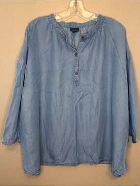 J. Jill Denim Light Blue Casual Shirt Size 1X